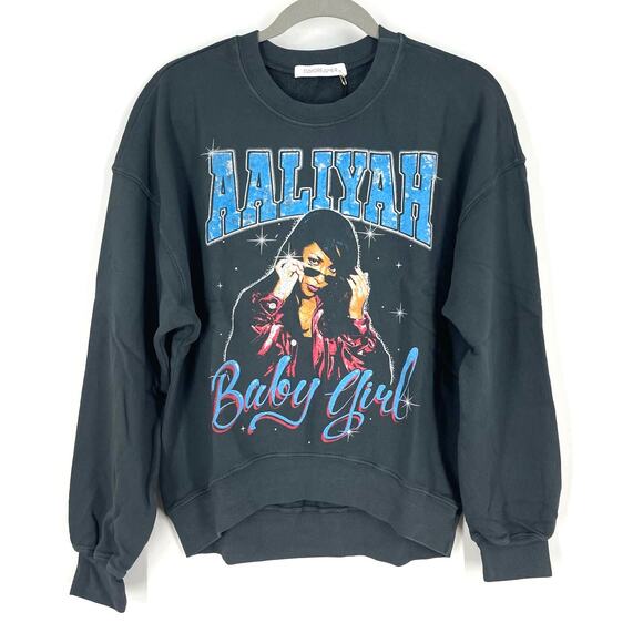 Daydreamer Aaliyah Baby Girl Oversized Crew Sweatshirt XS Vintage Black NWT - Picture 6 of 6